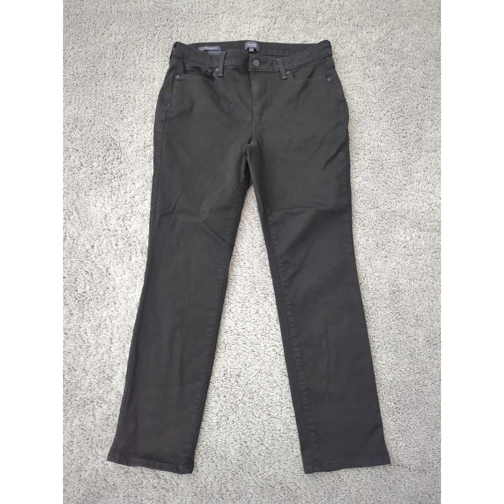 NYDJ Jeans Womens 10P PETITES Black Mid Rise Sheri Slimโ Lift X Tuck Stretch